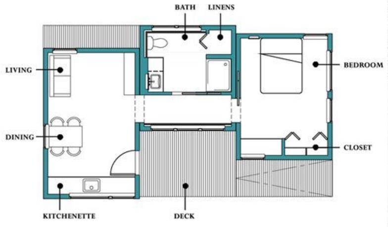 Plano de casa en 50 metros cuadrados