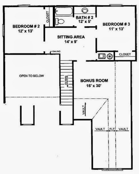 Plano de casa clásica de 3 dormitorios