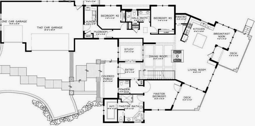 Plano de casa estilo canadiense de 3 dormitorios