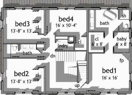 Plano de casa con garage aparte y 4 dormitorios