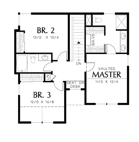 Plano de casa moderna con oficina y garaje