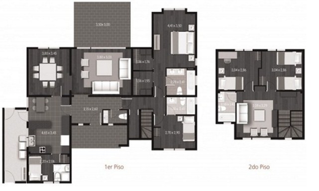 planos de casas modernas de 5 dormitorios