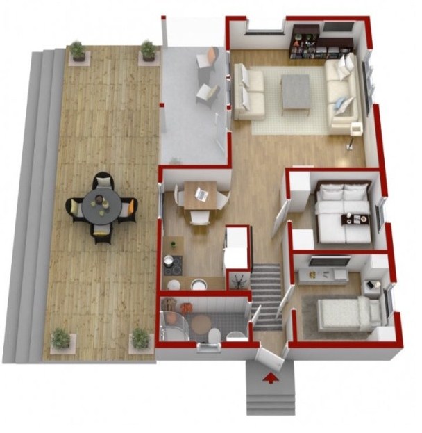 Plano de casa pequeña en 3d