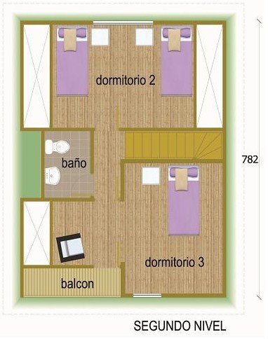 Plano de casa de madera de 4 dormitorios y dos pisos