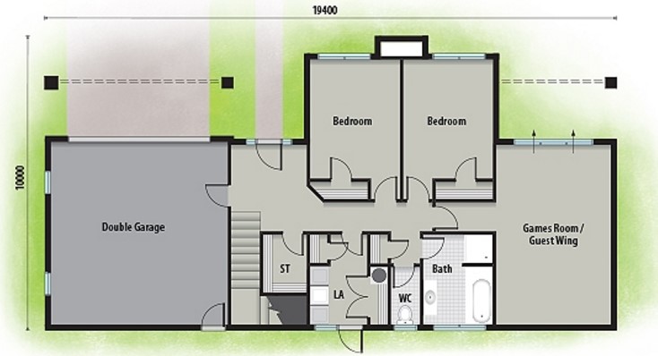 Plano de casa con balcón de 3 dormitorios
