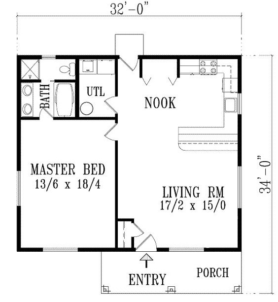 Modelo de casa pequeña de un dormitorio