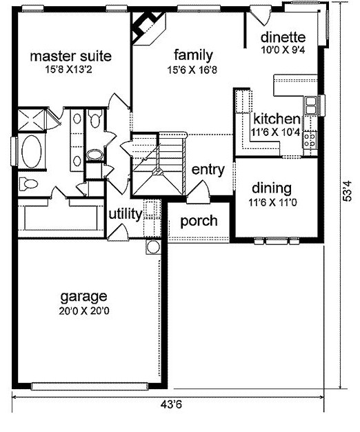 plano de casa con 6 dormitorios