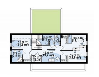Plano de casa de dos plantas de 18 x 15 m
