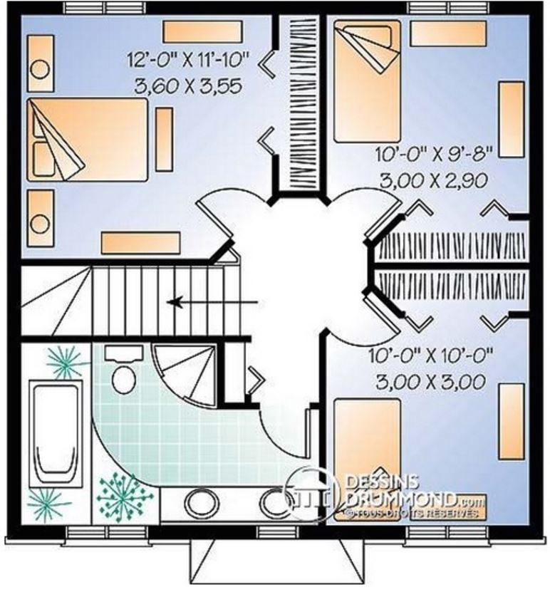 plano de casa de 2 pisos