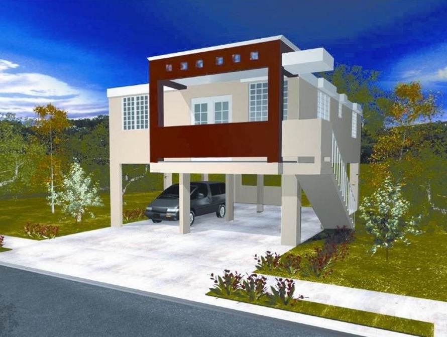 Diseño construcción fachadas 7m frente 3D